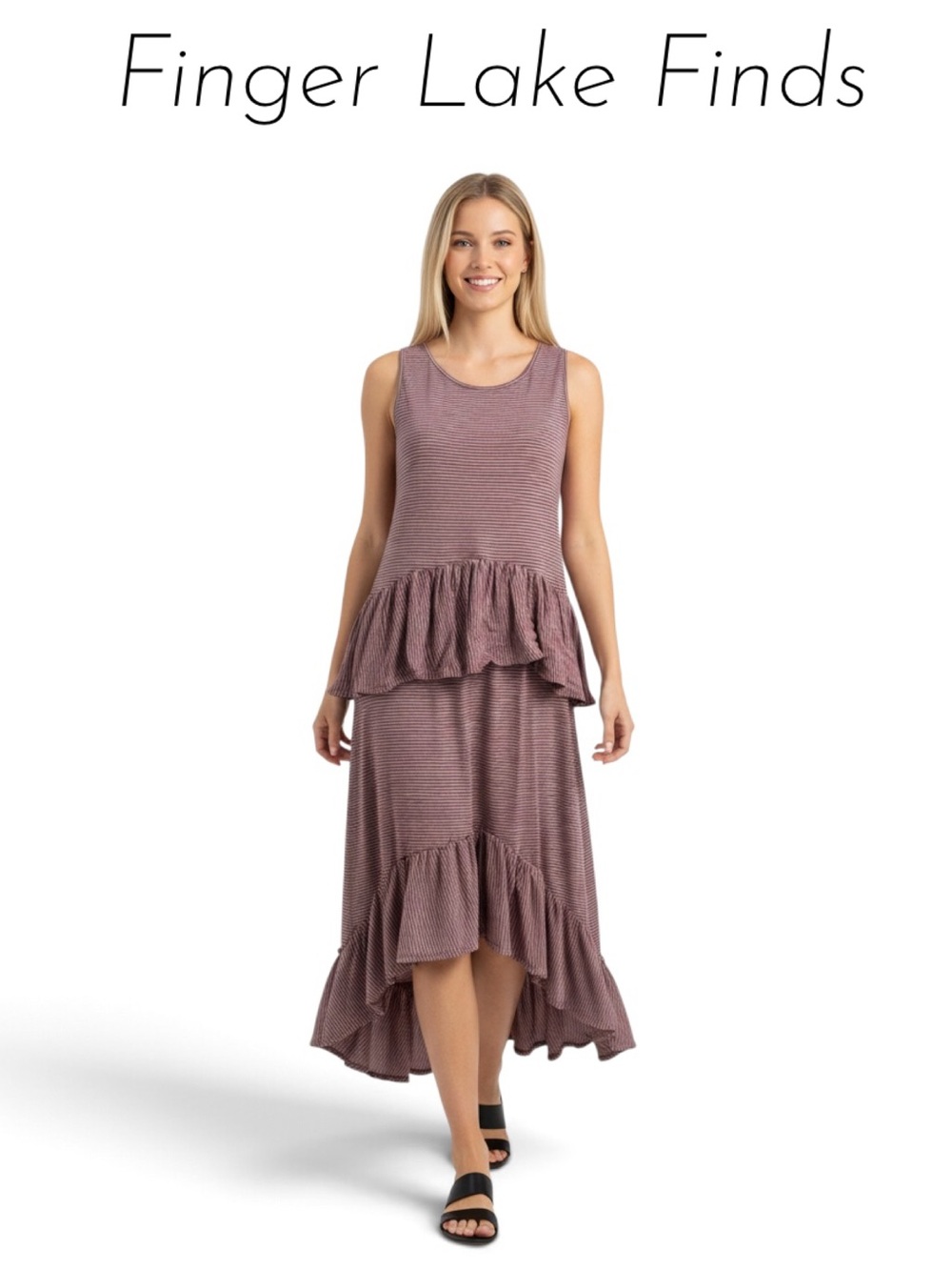 Zara Pink & Black Flouncy Striped Dress, S